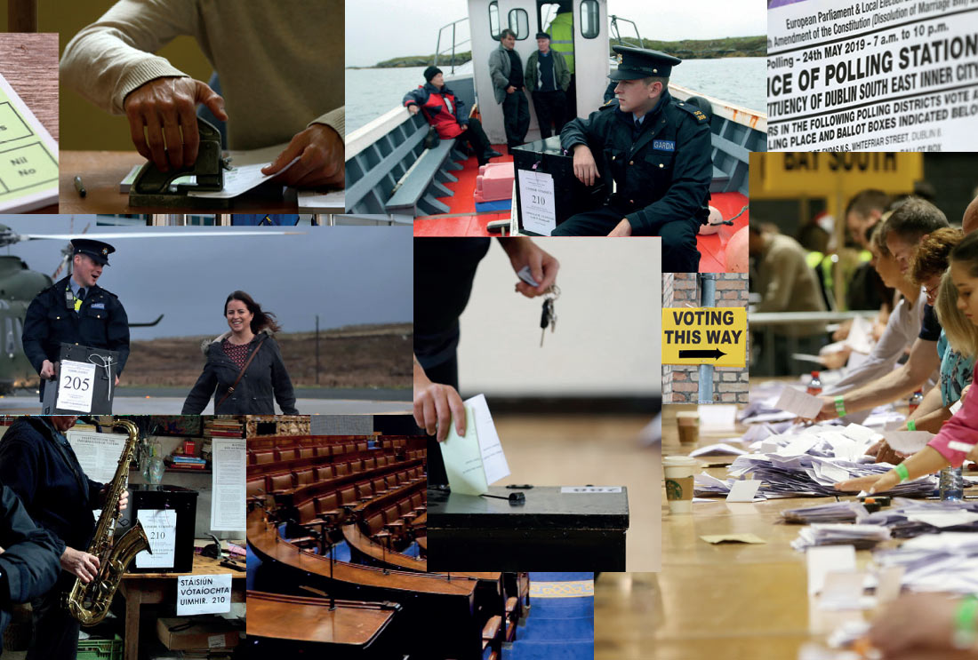collage of voting day images