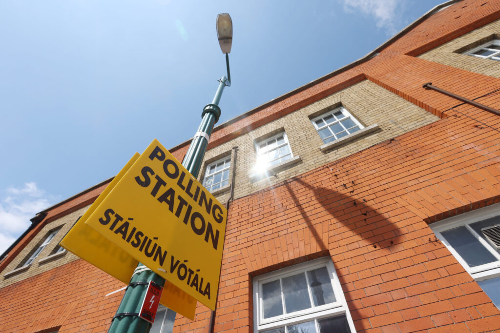 Pictured a polling station in Dublin.