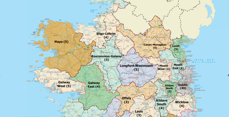 Map of Dail constituencies