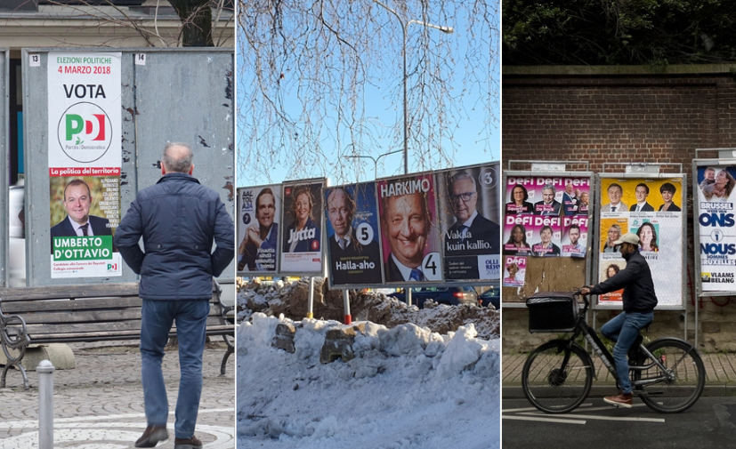A collage of election posters from different EU States.