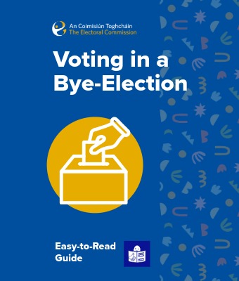 Cover image with title Voting in a Bye-Election with a graphic of a hand putting a ballot in the ballot box